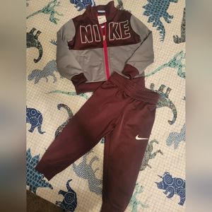 Nike burgundy and gray boys 2T pants and jacket set